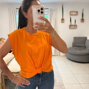 Frame Denim Bright Orange Muscle Tee